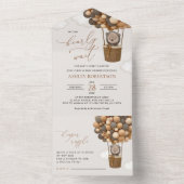 クマ、茶色の風船、熱気球、赤ちゃんシャワー オールインワン招待状 (内側)