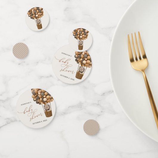 クマ、茶色の風船、熱気球、赤ちゃんシャワー コンフェッティ (グループ)