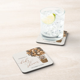 クマ、茶色の風船、熱気球、赤ちゃんシャワー コースター