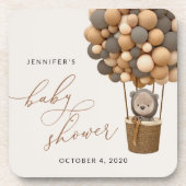 クマ、茶色の風船、熱気球、赤ちゃんシャワー コースター (正面)