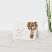 クマ、茶色の風船、熱気球、赤ちゃんシャワー サンキューカード (正面)