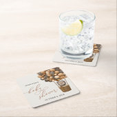 クマ、茶色の風船、熱気球、赤ちゃんシャワー スクエアペーパーコースター (インサイチュ)