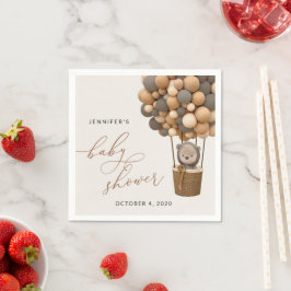 クマ、茶色の風船、熱気球、赤ちゃんシャワー スタンダードカクテルナプキン