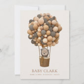 クマ、茶色の風船、熱気球、赤ちゃんシャワー 招待状 (裏面)