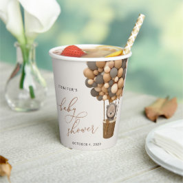 クマ、茶色の風船、熱気球、赤ちゃんシャワー 紙コップ