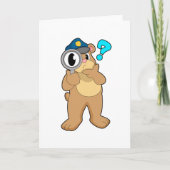 クマ 警察官 虫眼鏡 カード (正面)