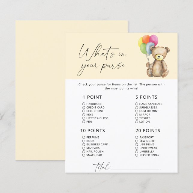 クマ – 財布のゲームの内容 (正面/裏面)