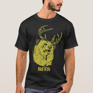 クマ+鹿=ビールおもしろいレトロクラシックTシャツ Tシャツ