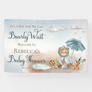 クマ   Blue AnブレラBearly Wait Boy Baby Shower 横断幕