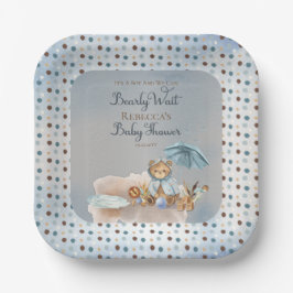 クマ | Blue AnブレラBearly Wait Boy Baby Shower P ペーパープレート