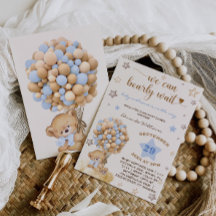 クマbearly待つライトブルー赤ちゃんシャワー