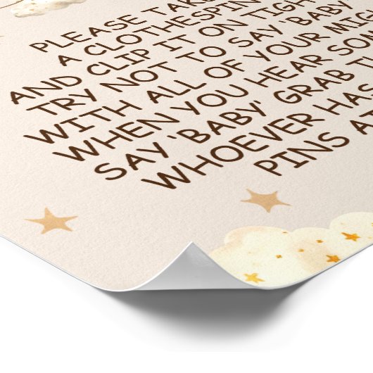 クマBohoバルーンはベビーゲームサインを言わない ポスター (角)