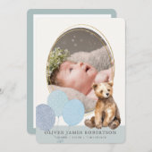 クマCubバルーン少年の誕生のお知らせ 招待状 (正面/裏面)