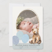 クマCubバルーン少年の誕生のお知らせ 招待状 (正面)