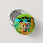 クマCub、再び地球を素晴らし作る、環境 缶バッジ (正面&裏面)