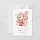 クマYハッピーバレンタインデーの水色だ ノートカード (正面)