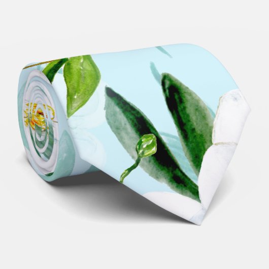 クムクアットオーキッドサマーフルーツパターンティール（緑がかった色） ネクタイ (ロール)