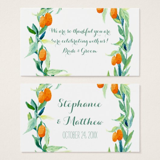 クムクアットローレルリーフリース結婚式の引き出物ギフトラベル (正面&裏面)