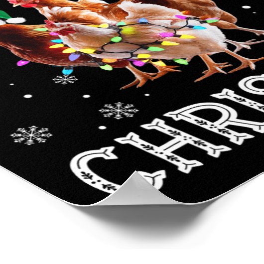 クメリーラッキングおもしろいチキンサンタハットX ポスター (角)