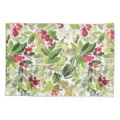 クメリーリスマス水色の赤いベリーの葉 枕カバー (裏面)