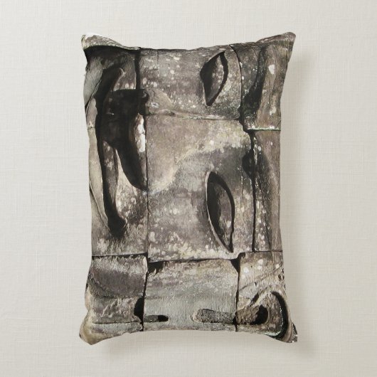 クメールストーン顔...カンボジア・バイヨン・テンプル アクセントクッション (正面(垂直))