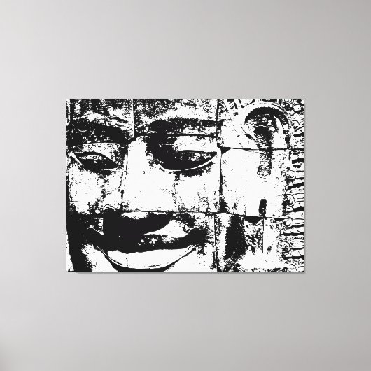 クメールストーン顔...カンボジア・バイヨン・テンプル キャンバスプリント (正面)