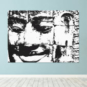 クメールストーン顔...カンボジア・バイヨン・テンプル キャンバスプリント (インサイチュ (ウッドフロア))