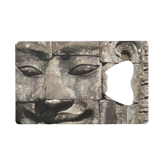 クメールストーン顔...カンボジア・バイヨン・テンプル クレジットカード栓抜き (正面(横))