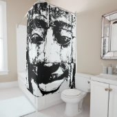 クメールストーン顔...カンボジア・バイヨン・テンプル シャワーカーテン (インサイチュ)