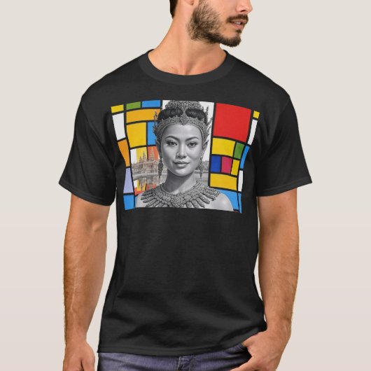 クメールプリンセスウィズアンコールワット Tシャツ (正面)