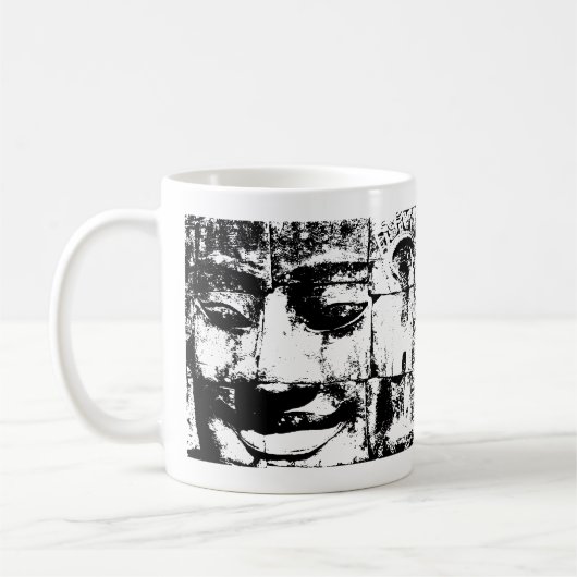 クメール・ストーン・顔...赤黒カンボジア コーヒーマグカップ (左)