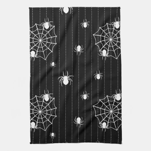 クモとくもの巣の背景 キッチンタオル (縦)