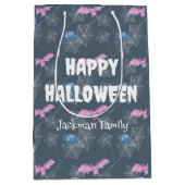クモとこうもりの可愛いハロウィーン、カスタマイズ ミディアムペーパーバッグ (正面)