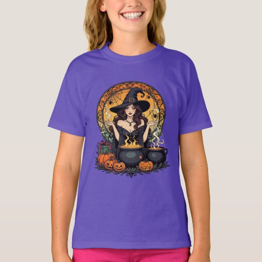 クモとともに魔法に満ちた魔女 Tシャツ (正面)