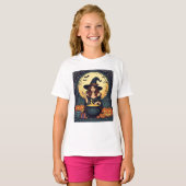 クモとジャックを持つウィムジカルに魅力的な魔女 Tシャツ (正面フル)