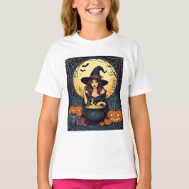 クモとジャックを持つウィムジカルに魅力的な魔女 Tシャツ