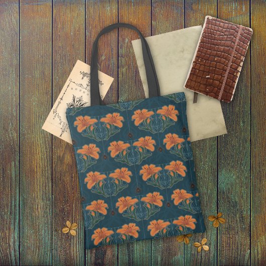 クモとユリ、ダークウィムシー、ヴィンテージゴシック トートバッグ