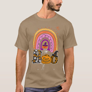 クモと魔女ハットハロウィーン虹3 Tシャツ