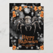 クモのクモの巣フローラハッピーハローウィンカード シーズンカード (正面/裏面)