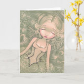 「クモの巣で眠る」グリーティングカード カード (黄色い花)