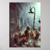 クモの巣とカボチャ | AIアートポスター ポスター (正面)