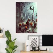 クモの巣とカボチャ | AIアートポスター ポスター (ホームオフィス)