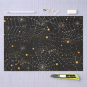 クモの巣とドットモダンブラックハロウィン 薄葉紙 (クラフト)