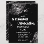 クモの巣とホワイトスパイダーズハローウィンパーティ 招待状 (正面/裏面)