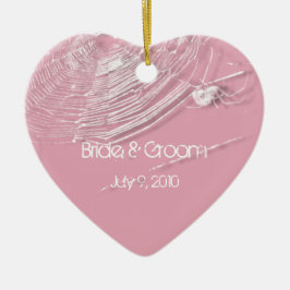 クモの巣とホワイトスパイダーズ結婚キープサックオーナメント セラミックオーナメント