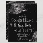 クモの巣とホワイトスパイダーズ誕生日 招待状 (正面/裏面)