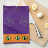 クモの巣と大きな目のキッチンタオル キッチンタオル (四つ折り)