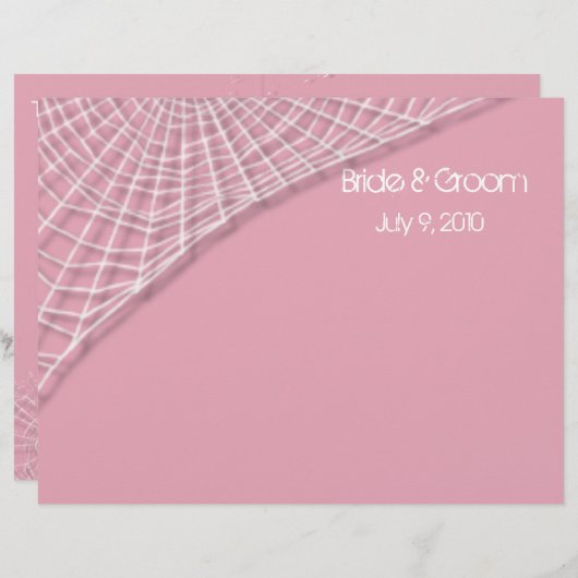 クモの巣と白いクモの折り畳み結婚式 プログラム (正面/裏面)