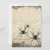 クモの巣にいる2匹の黒いクモ | アンティーク調 招待状 (裏面)