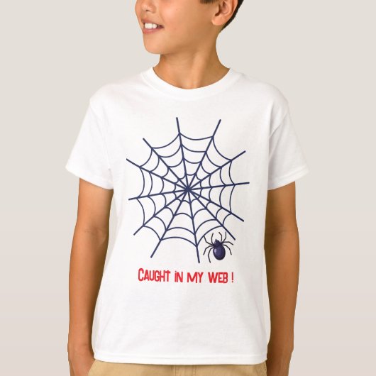 クモの巣にハマっちゃった~ハロウィンTシャツ Tシャツ (正面)